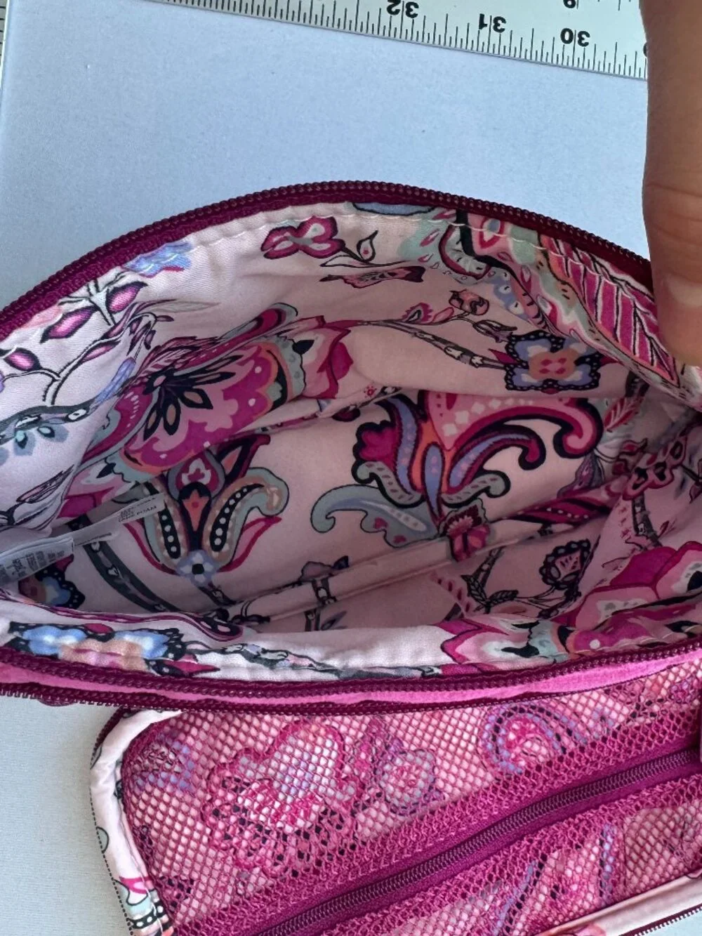 Vera Bradley Compact Organizer Majestic Magenta Quilted Velvet Cosmetic Bag